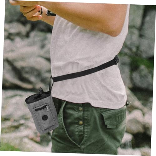 Kisangel Gray Antislip Chalk Bag for Rock Climbing with Oxford Cloth Waist Pouch Lightweight Portable Training Pouch with Zippered Pocket for Bouldering and Gymnastics