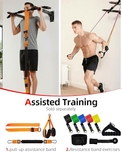 Abahub Wall Mounted Pull Up Bar,440lbs Multi-Grip Chin-Up Bar for Home Gym | Black/White,Durable,Heavy-Duty,Stable Training Bar - color: Black