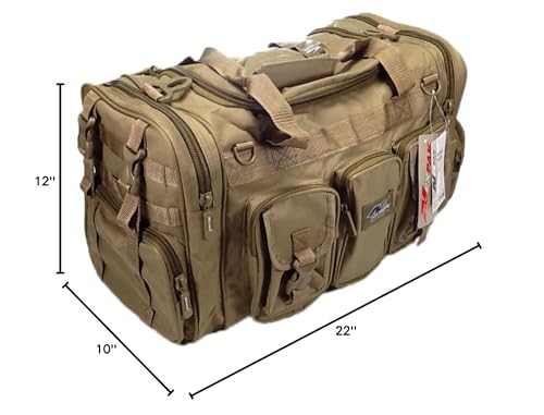 Mens Large 22" Inch Tan Duffel Duffle Military Molle Tactical Gear Shoulder Strap Travel Bag - color: Tan