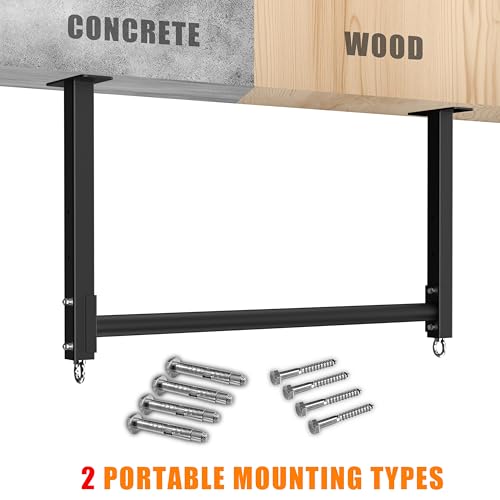 Ceiling Mounted Pull Up Bar, Heavy Duty 700 LBS Multi Grip Pull Up Bars, 16"/24" Rafter Chin Up Bar, Ceiling Joist for Garage/Gym/Basement with Comfortable Grip & Round Anchors, Easy to Install - color: Black