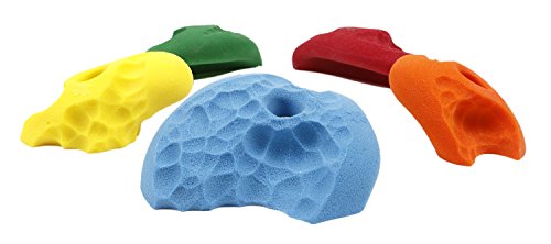 Atomik Rock Climbing Holds Set of 5 Bolt-On Limestone Roof Jugs Style 1 in Assorted Bright Tones