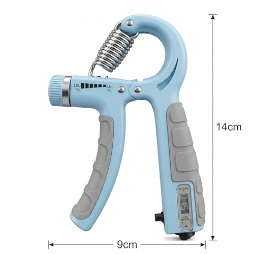 Queenrain Adjustable Hand Grip Strengthener with Counter, 10-100KG Adjustable Wrist & Forearm Exerciser for Athletes, Rock Climbing, Guitar, Physical Therapy, Compact Grip Strengthener for Home, Office, Travel