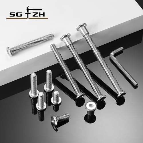 1/4-20 x 1-1/2" 20Pcs Flat Head Hex Socket Cap Screws Bolts Barrel Nuts Kit, 304 Stainless Steel 18-8, Full Thread by SG TZH (with Hex Spanner) - color: Silver, size: 1/4-20 x 1-1/2"