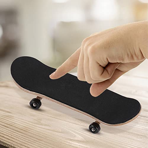 Milltrip Wooden Finger Skateboards, 1Pc Maple Wooden Alloy Fingerboard Finger Skateboards with Box Reduce Pressure Gifts (Black) - color: Black