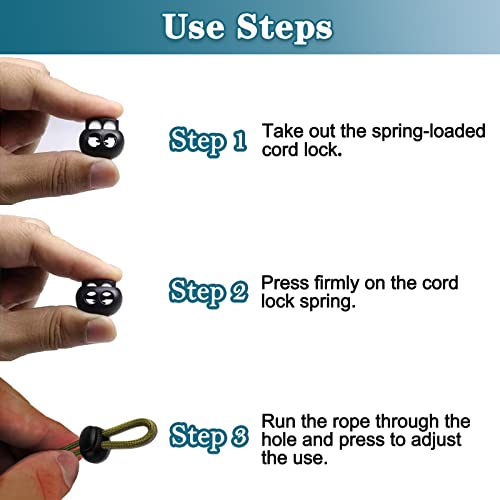 Spring Cord Lock, End Stopper Fastener Slider Toggles Clip 30pcs Double Hole Spring Plastic Lock End Toggle Clip for Shock Cord, Drawstring, Elastic Cord, Shoelace Locks, Parachute Buckle