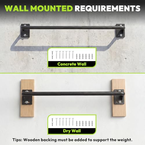 HANDBODE Wall Mounted Pull Up Bar for Doorway, 52''/36'' Chin Up Bar | 500 lb Capacity, Thickened Steel Construction, Joist Mounted - color: 36“ doorway pull up bar