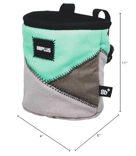 8BPLUS PROBAG - Chalk Bag for Climbing & Bouldering - Belt, Carabiner and Giftbox Included - Wide Opening - Brush Holders for Left & Right Handers - style: TEAL