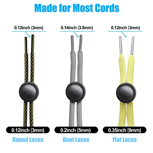 AQRINGO Plastic Cord Locks Double Hole Spring Toggle Stopper for Shoelaces, Drawstrings, Paracord, Bags, Clothing, Black