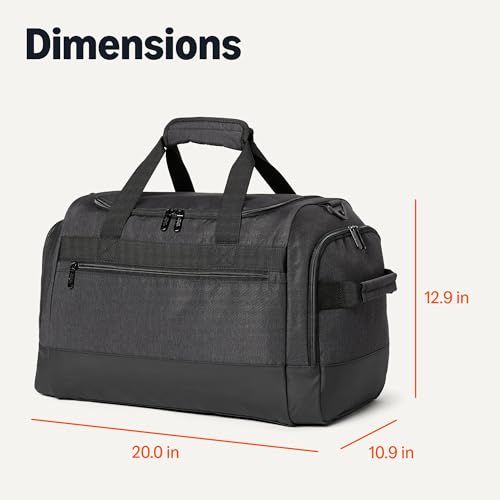 Amazon Essentials Lightweight Carry-on Duffel with Wet Pocket and Shoe Compartment, 20", Black - size: 20 inches