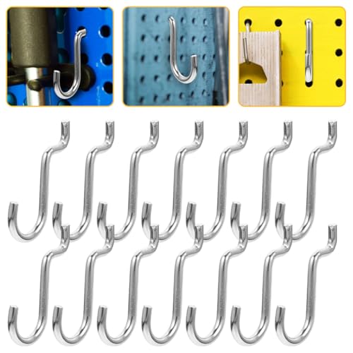 24pcs Heavy Duty Pegboard J Hooks Metal Hanging Board Hooks for Garage Workshop Tool Storage and Industrial Pegboard Accessories
