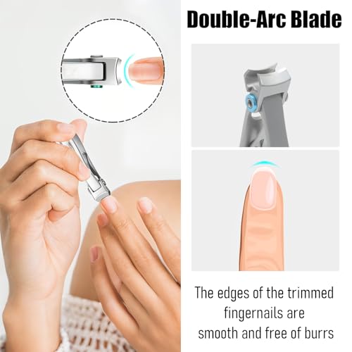 Bestac Heavy Duty Ultra Wide Jaw Nail Clippers Set - Stainless Steel Toenail Clippers for Thick Nails, Seniors, Men & Women - Big Manicure Pedicure Nail Cutter Kit (Silver) - color: Silver