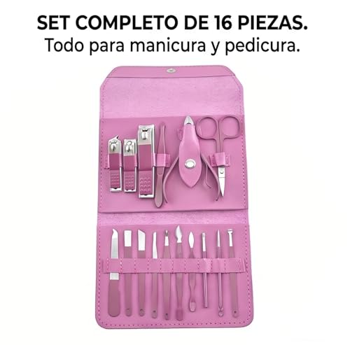 Luxury 16-in-1 Professional Manicure Set - Premium Stainless Steel Nail Clippers & Grooming Kit with Elegant Leather Travel Case - Blue - color: Blue, size: 16PCS