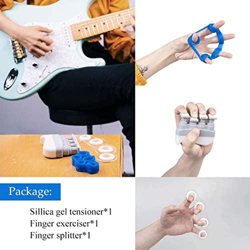 Hand Exerciser Grip Strengthener, Finger Stretcher - Resistance Bands Hand Strengthener Hand Strengthening Forearm Exerciser 3 piece Set for Arthritis Carpal Tunnel Exercise Guitar & Rock Climbing