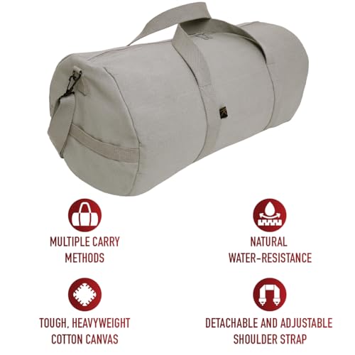 Rothco Heavy-Duty Canvas Shoulder Duffle Bag - Rugged Travel Gym Gear Equipment Bag - color: Grey, size: 19 Inches