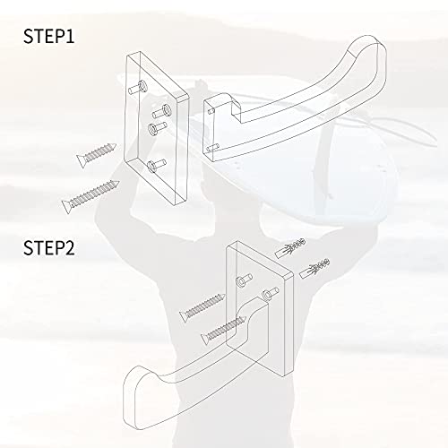 TWO STONES Surfboard Racks for The Wall, Surfboard Rack Hanger Works as a Shortboard, Skimboard & Longboard Hanger or Stand Indoor or Outdoor