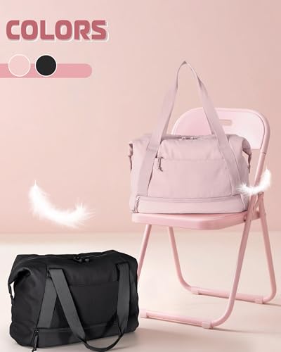 Smasrob Travel Duffle Bag with Shoe Compartment and Laptop Sleeve for Women, Lightweight Weekender Duffel Bag for Travel, Gym, Hospital Labor Delivery, Black - color: Black