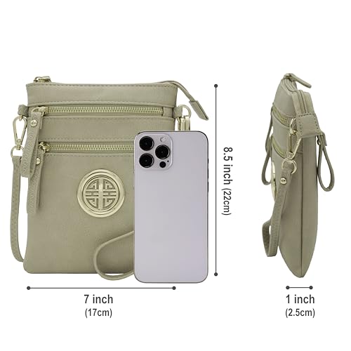 Solene Small Multi Zipper Pockets Crossbody Bag with Detachable Wristlet - color: Brick