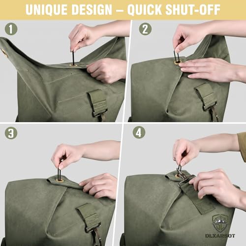 Military Tactical Backpack Large Capacity Travel Climbing Bag Duffel Bag Top Load Double Strap Canvas Backpack - color: Green