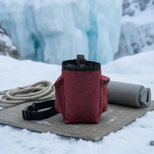 Climbing Chalk Pouch Training Chalk Bag with Drawstring Top and Waist Belt for Reducing Chalk Spills Suitable for Climbing Gymnastics Weightlifting Outdoor Fitness - color: Grey