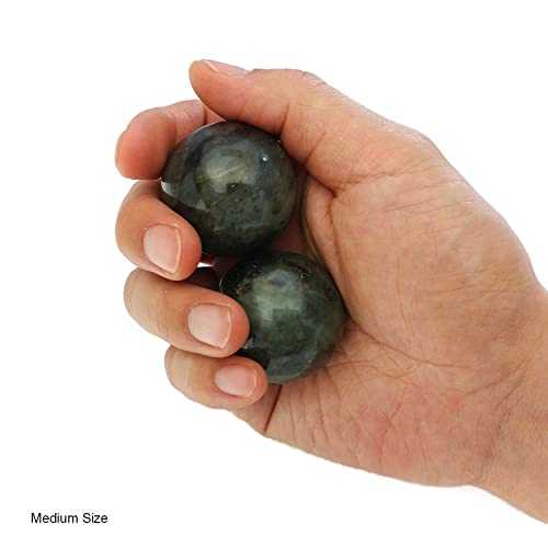 Top Chi Labradorite Baoding Balls for Hand Therapy, Exercise, and Stress Relief (Medium 1.6 Inch) - size: Medium 1.6 Inch