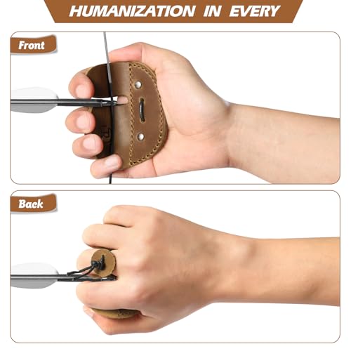 Leather Archery Finger Tabs,Handmade Archery Finger Guard for Shooting Practice Gear, Recurve Bow Fingers Tab - color: Brown