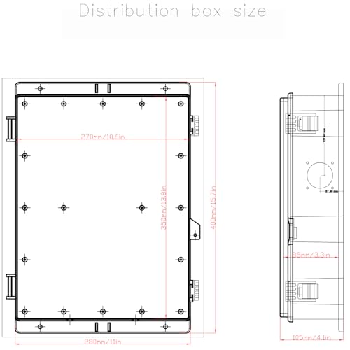 Electrical Junction Box, Outdoor Water Resistant Nema Enclosure, Ventilated ABS Plastic WiFi Project Box with Internal Mounting Panel & Hinged Cover 15.7" Lx 11" Wx 4.1" H - size: 15.7"L x 11"Wx 4.1"H