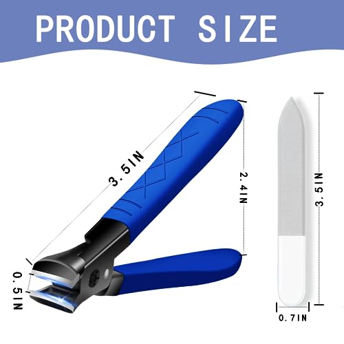 Nail Clippers for Thick Nails, Professional Nail Clippers, Senior Toenail Clippers Cutter, Nail Clipper for Men Women, Stainless Steel Fingernail Clipper, Wide Jaw Nail Clipper with Nail File - size: blue