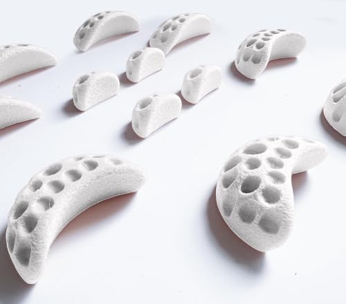 Moon Rock Climbing Holds Easy to Grab for Home Climbing Walls and Swing Sets. Positive in Cut Jugs Great for Kids. Dual Texture, Eco Friendly, Non-Toxic. 2X Stronger Recycled Material. (Bone White) - color: Bone White