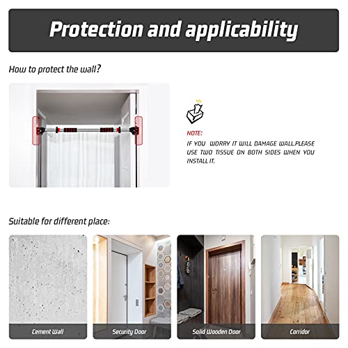 Pull Up Bar for Doorway - Chin Up Bar No Screw Installation Strength Training Door Frame Pull-up Bar with Locking Mechanism, Adjustable Width Workout Bars for Home Gym Exercise Fitness 480LBS