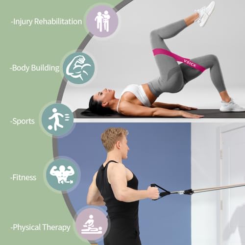 VEICK 10-150LBS Resistance Bands with Handles, Ankle Straps, Door Anchor | Accredited Lab Certified, 100% Natural Latex, Versatile for Yoga, Pilates, Strength, Home Gym - color: Green Purple, style: 10-150LBS + 5 Loop Bands