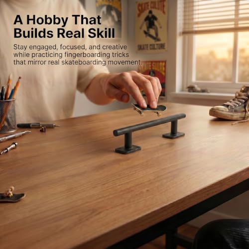 Fingerboard Rail Trick Skate Grind Rail, Mini Finger Skateboard Obstacle for Tech Deck Style Fingerboarding, Portable Desk Skatepark Ramp for Grinds, Slides & Combo Tricks, Skate Training Accessory