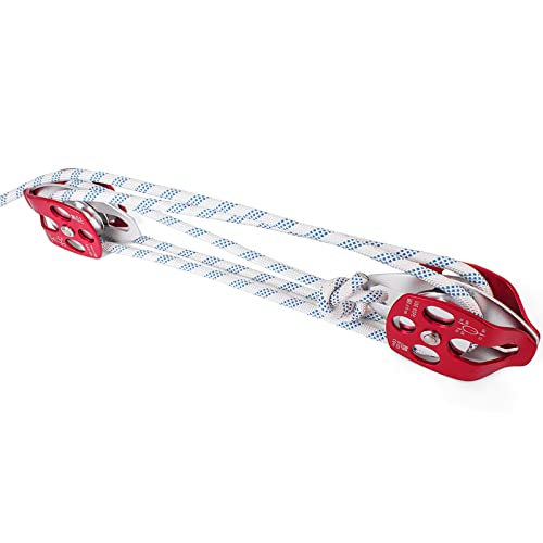 VEVOR Twin Sheave Block and Tackle 1/2" x 200Ft Twin Sheave Block with Braid Rope 30-35KN 6600-7705LBS Double Pulley Rigging - size: 1/2" x 200'