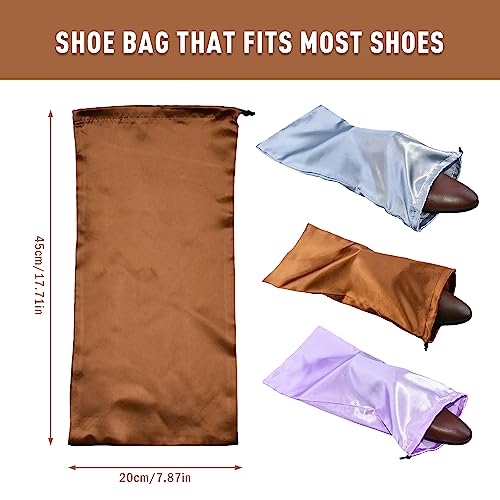 GONGKANGYUAN 4 Pack Shoe Bags for Travel Satin Fabric Shoe Bag with Drawstring for Men Women Travel Protecting Storing Shoes (Grey) - color: Grey