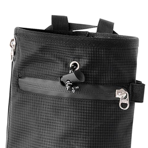 Chalk Bag for Rock Climbing with Adjustable Waist Strap and Storage Compartment, Black