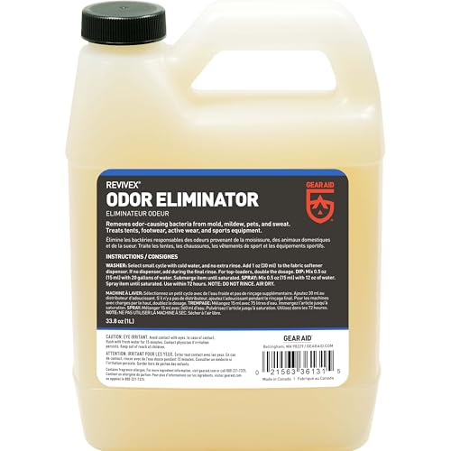 GEAR AID Revivex Odor Eliminator, All-Natural Formula for Removing Scents from Tents, Footwear and Sports Gear, 1 Liter (33.8 fl oz) - style: 1 Liter -33.8 Fl oz