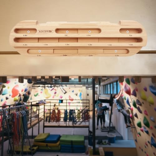 Wooden Climbing Hangboard, Training Hang Board, Rock Climbing Fingerboard with Incremental Depth Pockets for Finger & Forearm Strength, Grip Training and Pull-ups for Climbers Gift
