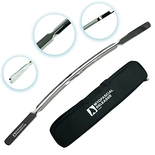 Crescent Bar Muscle Scraper Tool – 304 Stainless Steel Wide IASTM & Bodywork Scraping Instrument with Dual-Hand Grip for Larger Muscle Groups, Ergonomic Shape for Massage Techniques - color: Crescent Bar