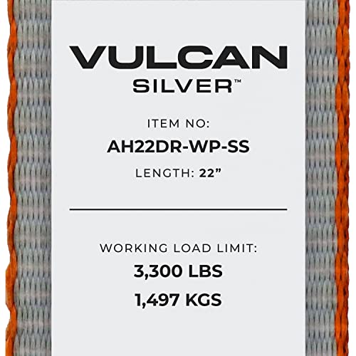 VULCAN Car Tie Down Axle Strap with Wear Pad - 2 Inch x 22 Inch - 4 Pack - Silver Series - 3,300 Pound Safe Working Load - size: 2" x 22" Silver Series (4 Pack)