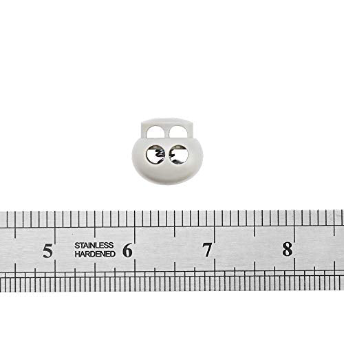 DYZD Plastic Cord Lock End Toggle Double Hole Spring Stopper Fastener Slider Toggles End (White 10PCS) - color: White