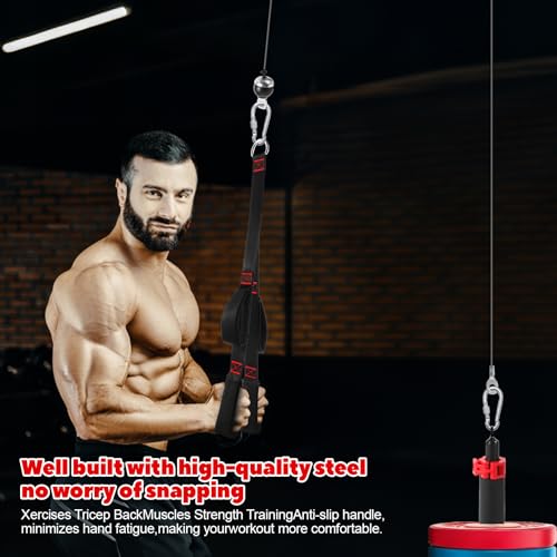 Fitness LAT and Lift Pulley System, Upgraded Weight Cable Pulley LAT Pull Down Machine Attachments Home Gym Training Equipment for Biceps Curl Triceps Forearm - color: Black-Steam