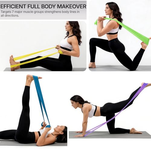 Exercise Bands,Set of 6 Resistance Bands for Working Out,Pull Up Bands Set,at Home Workout Equipment,Instruction Guide and Carry Bag Included - color: 5set(Blue+green+purple+yellow+red+4pcs Loop Bands)