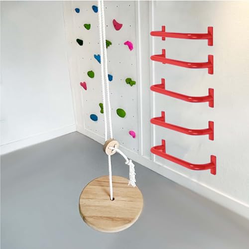 ESPETS 17 Inch 6 Pieces Red Outdoor Metal Safety Playground Handles | Weather-resistence Playground Equipment, Swing Set Attachment Grab Handle, Indoor and outdoor use Monkey Bars - color: Red -6 Pcs