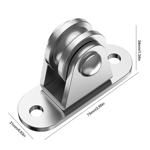 U Groove Stainless Steel Wall Pulley 2Pcs Heavy Duty Fixed Pulley Loading 176 Lb Pulley Block Kit Wall-Mounted Pulley for Cord Material Handling Moving/DIY Mount