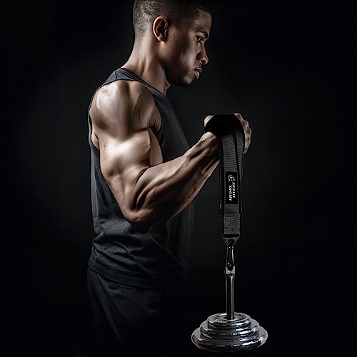 Arm Wrestling Training Strap Belt Hand Grip Arm Finger Forearm Exerciser Strengthener for Cable Machine and Free Weight - color: black strap only (not include loading pin)