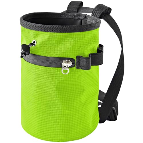 Rock Climbing Chalk Bag & Zippers Pockets Adjustable Bouldering Chalk Bag Bucket for Gym Climbing Gymnastic Bouldering Bucket - color: Willow Green