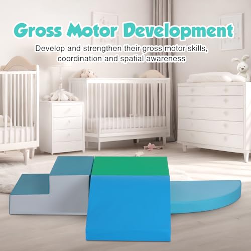 TODIBY 4-Pieces Climbing Toys for Toddlers: PU Leather - Soft Play Climbing for Toddlers - Foam Climbing Blocks for Crawling and Sliding Indoor Playground for Kids - style: Modern