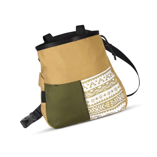 Mountaineering Chalk Bag, Large Capacity Sports Chalk Bag Holds 700g Powder, Wide Mouth Access, Trapezoidal Bottom, Dual Hanging Points for Rock Climbing Bouldering Training - size: Large Khaki