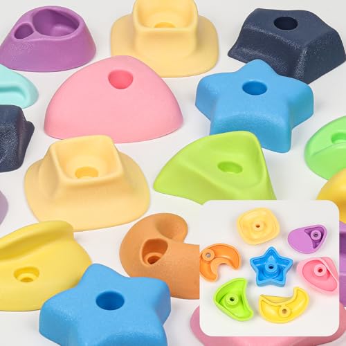 TOPNEW Climbing Holds for Kids, Rock Wall Holds with Hardware - Climbing Rocks for Indoor Outdoor Playground Climbing Wall (24 Pcs) - style: 24 Pcs