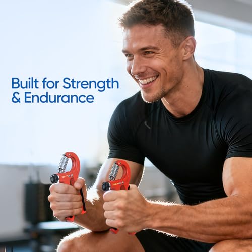 FitBeast Grip Strength Trainer 2 Pack – Adjustable Hand Grip Strengthener for Strength Training & Rehabilitation, 10-132 lbs Resistance Forearm Strengthener, Ideal for Athletes, Rehab, Office - color: Red