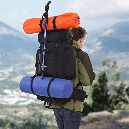 IX INOXTO 85L Lightweight Internal Frame Hiking Backpack for Men Women, Waterproof Travel Camping Backpack with Rain Cover (Black) - color: Black